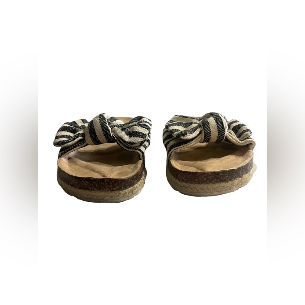 Qupid Espadrilles Stripped Bow Slide Sandals 9 - Picture 2 of 7